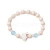 Synthetic Turquoise & Wood & Glass Beaded Stretch Bracelets for Women BJEW-JB11128-03-1