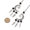 Moon with Feather Alloy Pendant Decorations HJEW-JM02298-01-3