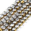 Half Plated Electroplate Transparent Glass Beads Strands X-EGLA-E060-02A-HP05-1