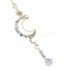 Natural Aquamarine & Star Glass Beaded Suncatcher with Brass Sun Moon Charm HJEW-JM05016-01-2