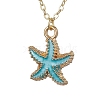 Alloy Enamel Starfish Pendants Necklaces NJEW-JN04770-1