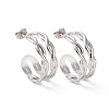304 Stainless Steel Double Layer C-shape Stud Earrings EJEW-G326-01P-1
