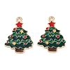 Christmas Theme Barrel Plating Alloy Enamel Pendants PALLOY-S192-01KCG-02-1