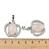 Natural Rose Quartz with Clear Cubic Zirconia Pendants G-G133-03P-27-3