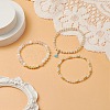 3Pcs 3 Style Natural White Jade & Moonstone & Synthetic Hematite Beaded Stretch Bracelets Set BJEW-JB09120-2