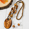 Wood Beaded Pendant Necklaces & Dangle Earrings Sets WGE2FFC-01-1