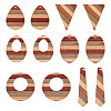  12Pcs 6 Styles Wenge Wood & Sandalwood & White Ash Pendants WOOD-TA0001-94-11
