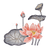 Lotus & Lotus Pod Pattern Polyester Fabrics Computerized Embroidery Cloth Sew on Appliques PATC-WH0009-01C-1