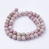 Frosted Natural Rhodonite Round Bead Strands G-G735-09F-8mm-3