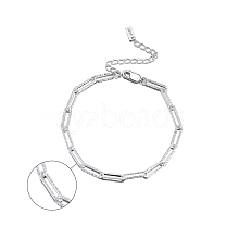 Rhodium Plated 925 Sterling Silver Paperclip Chain Bracelets BJEW-I314-055P