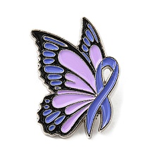 Butterfly & Esophageal Cancer Awareness Ribbon Alloy Enamel Pin JEWB-B006-12C