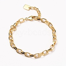 Brass Cable Chain Bracelets BJEW-H537-13G