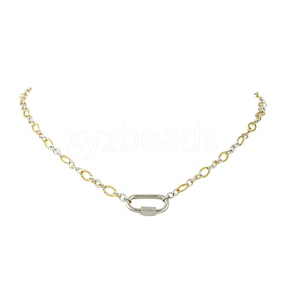 5MM Two Tone 304 Stainless Steel Textured Figaro Chain Necklaces NJEW-JN06466-01-1