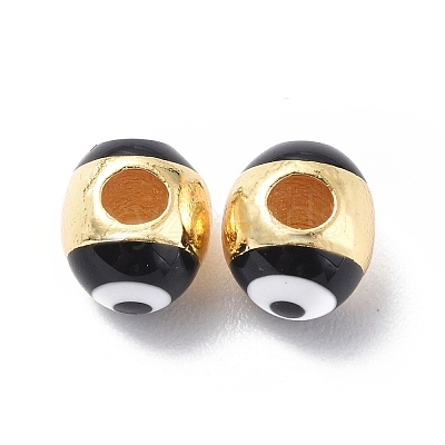 Evil Eyes Brass Enamel Beads KK-F845-15G-1