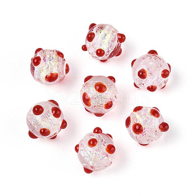 Handmade Foil Lampwork Beads Strands FOIL-T008-02F-1