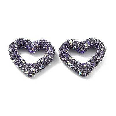 Heart Shape Polymer Clay Rhinestone Beads CLAY-NH0001-09B-03-1