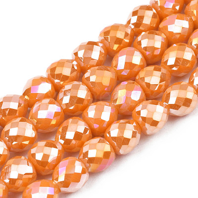 Electroplate Opaque Solid Color Glass Beads Strands EGLA-N002-26-B03-1