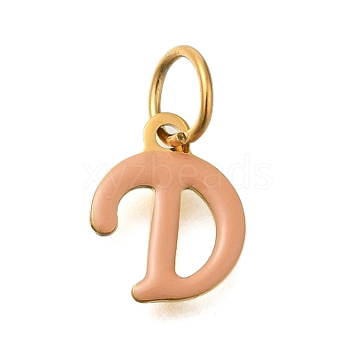 Ion Plating(IP) 304 Stainless Steel Enamel Alphabet Charms STAS-F308-02G-D-1