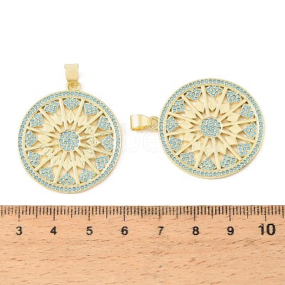 Brass Micro Pave Sky Blue Cubic Zirconia Pendants CU-CBA9CBD-14G-1