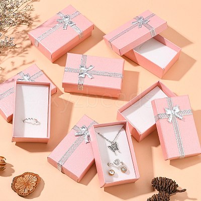 Valentines Day Wife Gifts Packages Cardboard Jewelry Set Boxes with Bowknot and Sponge Inside CBOX-R013-4-1