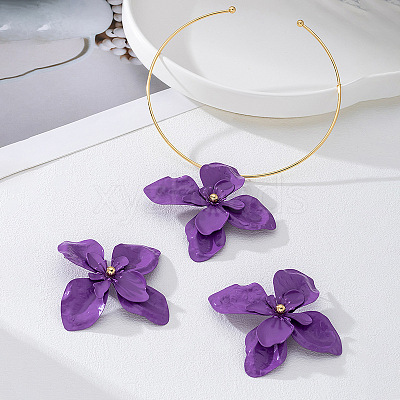 Alloy Stud Earrings & Charm Choker Sets WG3F7DF-01-1