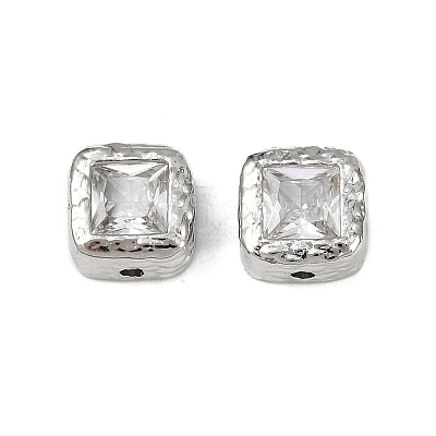 Brass Clear Cubic Zirconia Beads KK-D375-36P-1