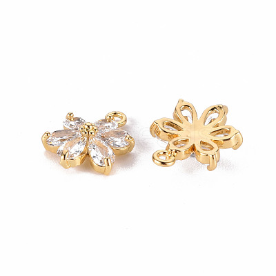 Brass Clear Cubic Zirconia Pendants ZIRC-S068-025-NF-1