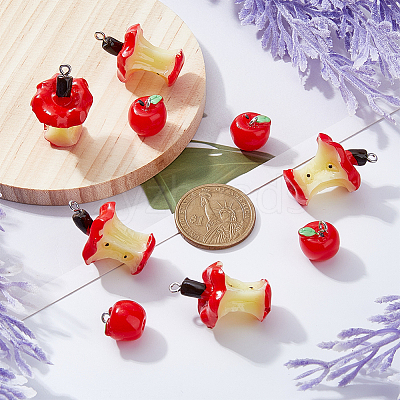 40Pcs 2 Styles Teachers' Day Resin Pendants RESI-DC0001-17-1