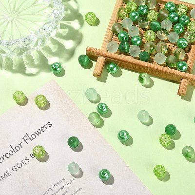 100Pcs Transparent Frosted Glass Beads Strands GLAA-CJ0002-04-1