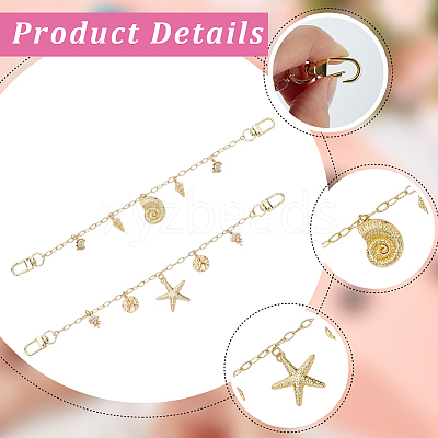 2Pcs 2 Styles Ocean Brass Bag Decorative Chains HJEW-SC0003-24A-1