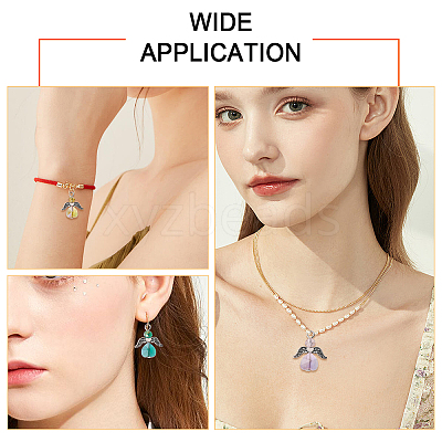 36Pcs 6 Colors Angel Glass Pendants PALLOY-CA00009-1