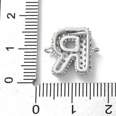 Brass Micro Pave Cubic Zirconia Letter Links KK-I717-04R-P-1