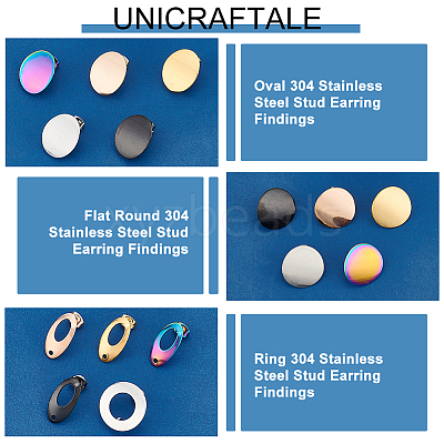 30Pcs 15 Styles 304 Stainless Steel Stud Earring Findings STAS-UN0048-90-1