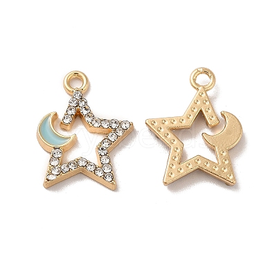Rack Plating Alloy Rhinestone Pendants PALLOY-O106-27G-04-1