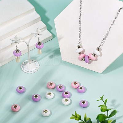 30Pcs Spray Painted Faceted Resin European Beads RESI-TADJ0001-05C-1