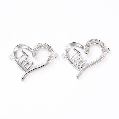 Brass Micro Pave Clear Cubic Zirconia Links ZIRC-J039-09P-1