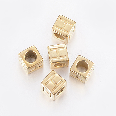 304 Stainless Steel Large Hole Letter European Beads STAS-H428-01G-H-1