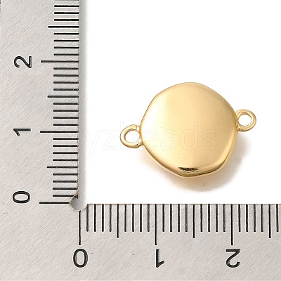 Brass Pave Natural White Shell Flat Round Connector Charms KK-K388-79G-1