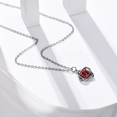 304 Stainless Steel Hyacinth Rhinestone Criss-cross Pendant Cable Chain Necklaces for Women STAS-Z114-21P-1