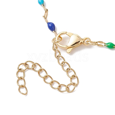 304 Stainless Steel Colorful Enamel Link Chain Slider Necklace Makings AJEW-JB01267-1