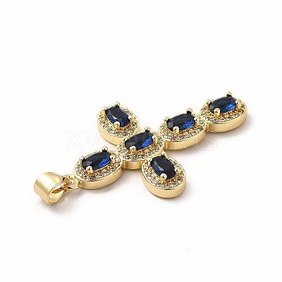 Rack Plating Brass Cubic Zirconia Pendants KK-G456-25G-05-1