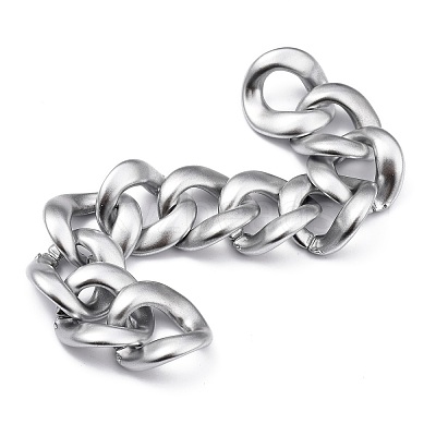 Handmade Spray Painted CCB Plastic Curb Chains AJEW-JB00737-03-1