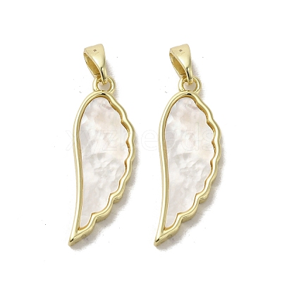 Brass Pave Shell Pendants KK-I708-14A-G-1