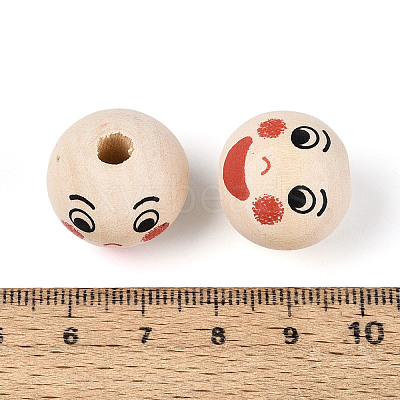 Printed Schima Wood Beads WOOD-T033-02E-1