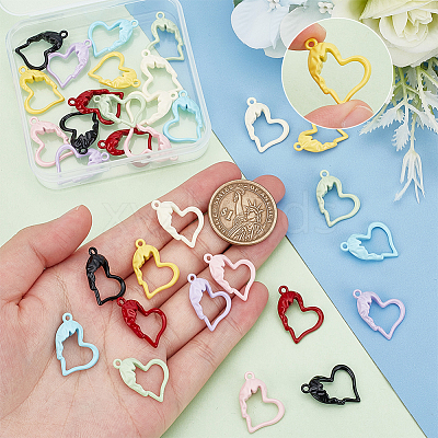 32Pcs 8 Colors Spray Painted Alloy Pendants PALLOY-DR0001-01-1