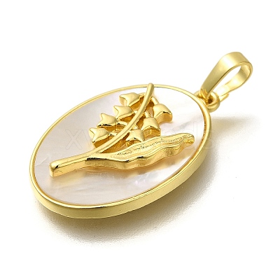Brass Pave Shell Birth Flower Pendants FIND-I040-04E-1