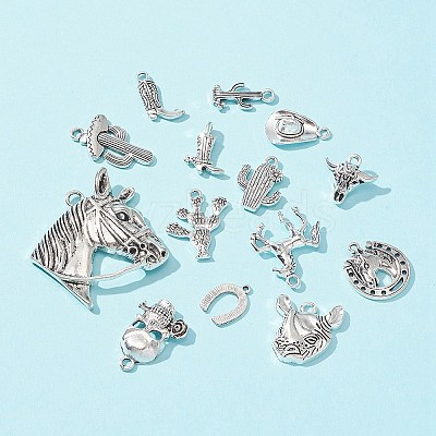 58Pcs 14 Styles Tibetan Style Alloy Pendants TIBE-FS0001-04-1