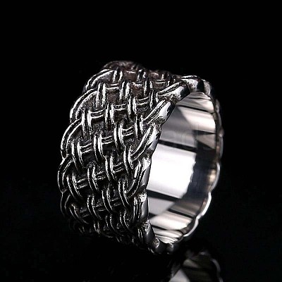 Knitted Textured 304 Stainless Steel Finger Rings FS-WG9203F-02-1