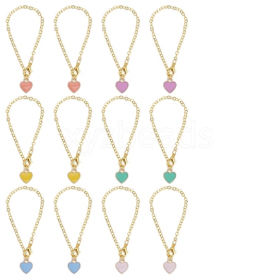 Heart Alloy Enamel Cup Pendant Decorations HJEW-AB00486-1