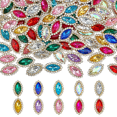 100Pcs 10 Colors Horse Eye Sew on Rhinestone DIY-MA0006-92-1